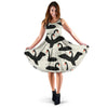 Black Swan Pattern Print Dress-grizzshop