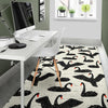 Black Swan Pattern Print Floor Mat-grizzshop