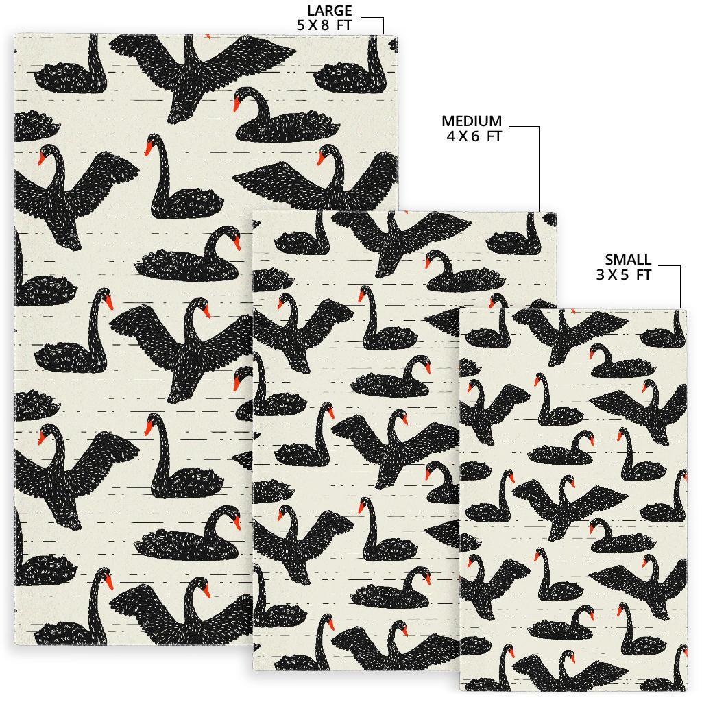 Black Swan Pattern Print Floor Mat-grizzshop