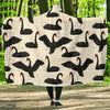 Black Swan Pattern Print Hooded Blanket-grizzshop