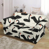 Black Swan Pattern Print Loveseat Cover-grizzshop