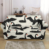 Black Swan Pattern Print Loveseat Cover-grizzshop