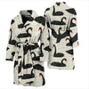 Black Swan Pattern Print Men Long Robe-grizzshop