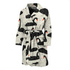 Black Swan Pattern Print Men Long Robe-grizzshop