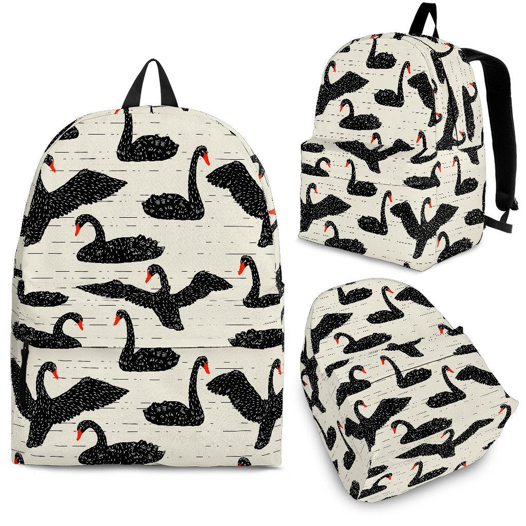 Black Swan Pattern Print Premium Backpack-grizzshop