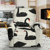 Black Swan Pattern Print Recliner Cover-grizzshop