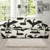 Black Swan Pattern Print Sofa Covers-grizzshop