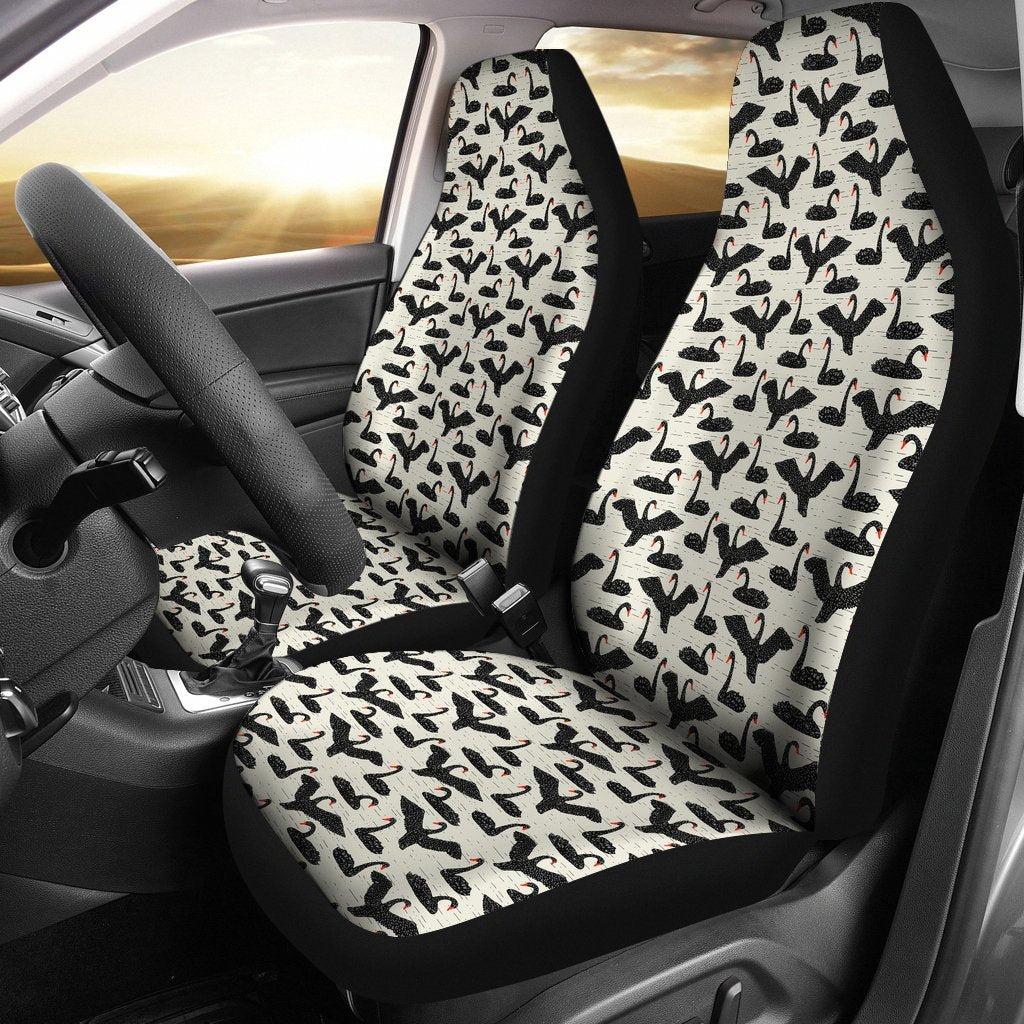 Black Swan Pattern Print Universal Fit Car Seat Cover-grizzshop