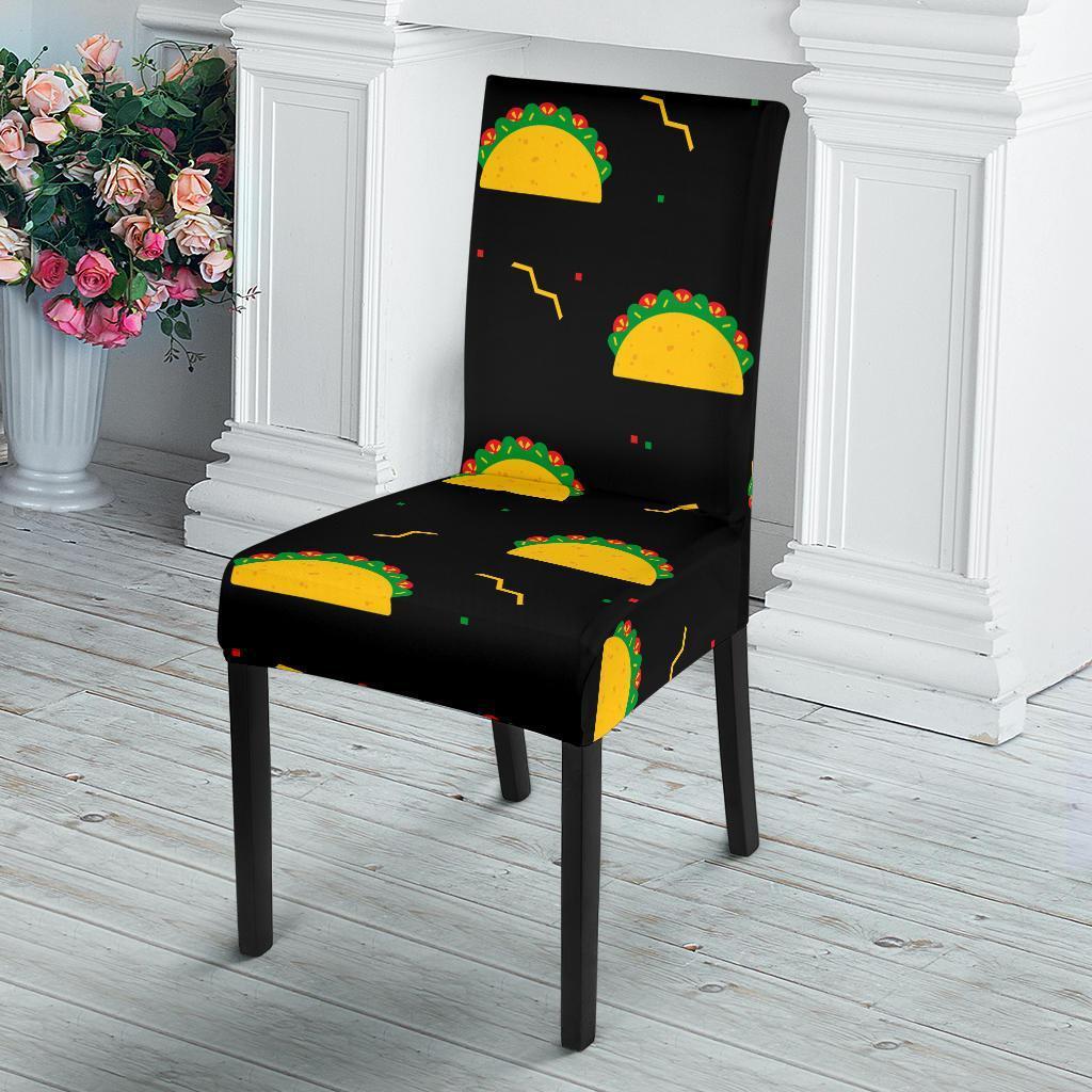 Black Taco Pattern Print Chair Cover-grizzshop