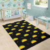 Black Taco Pattern Print Floor Mat-grizzshop