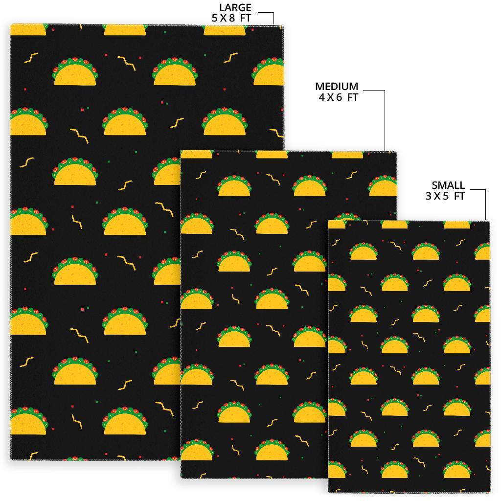 Black Taco Pattern Print Floor Mat-grizzshop