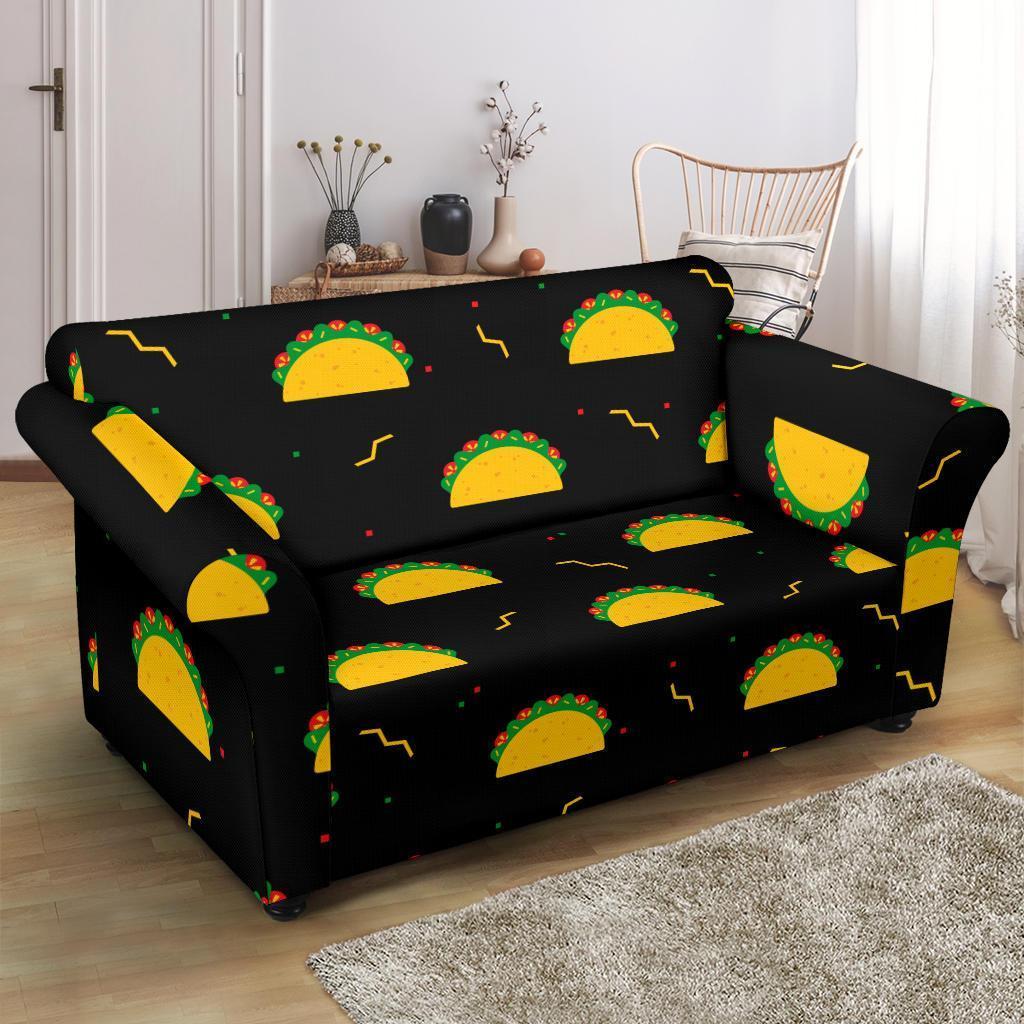 Black Taco Pattern Print Loveseat Cover-grizzshop