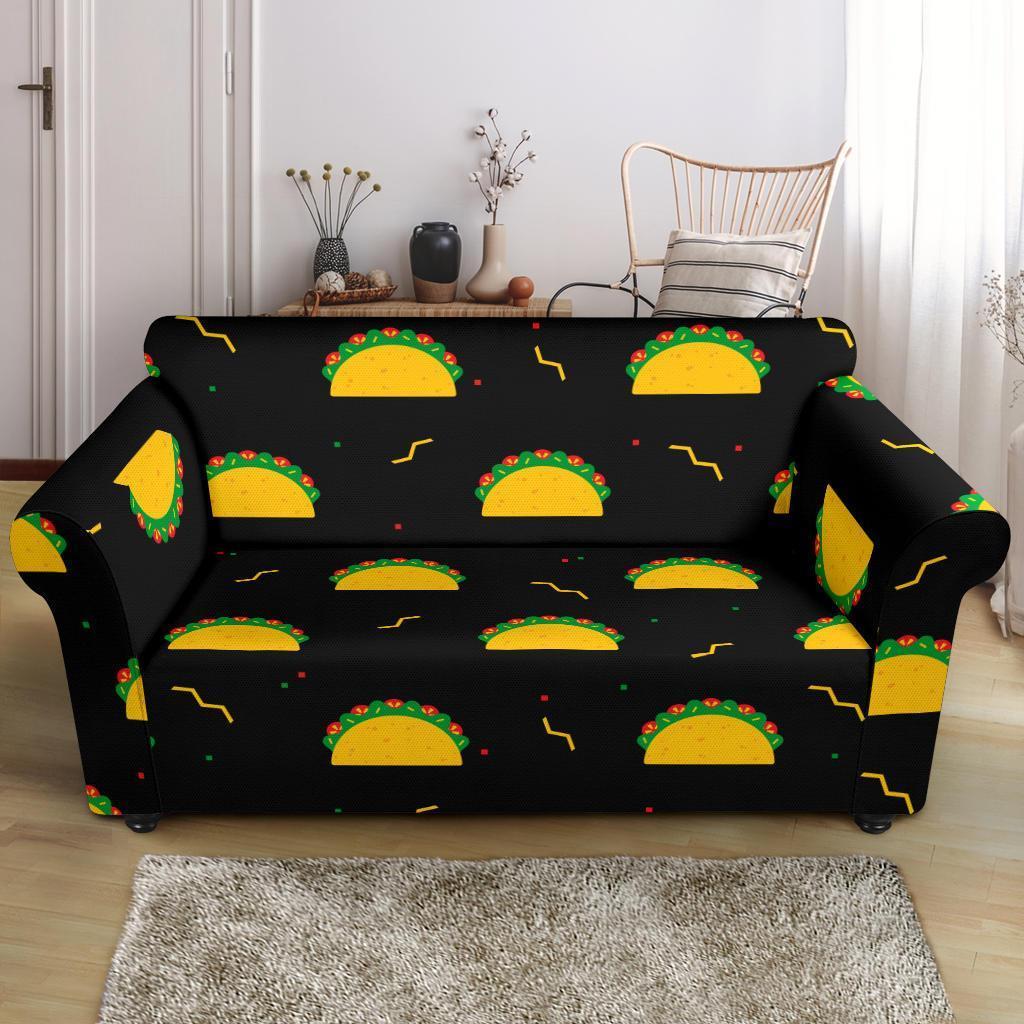 Black Taco Pattern Print Loveseat Cover-grizzshop