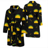 Black Taco Pattern Print Men Long Robe-grizzshop