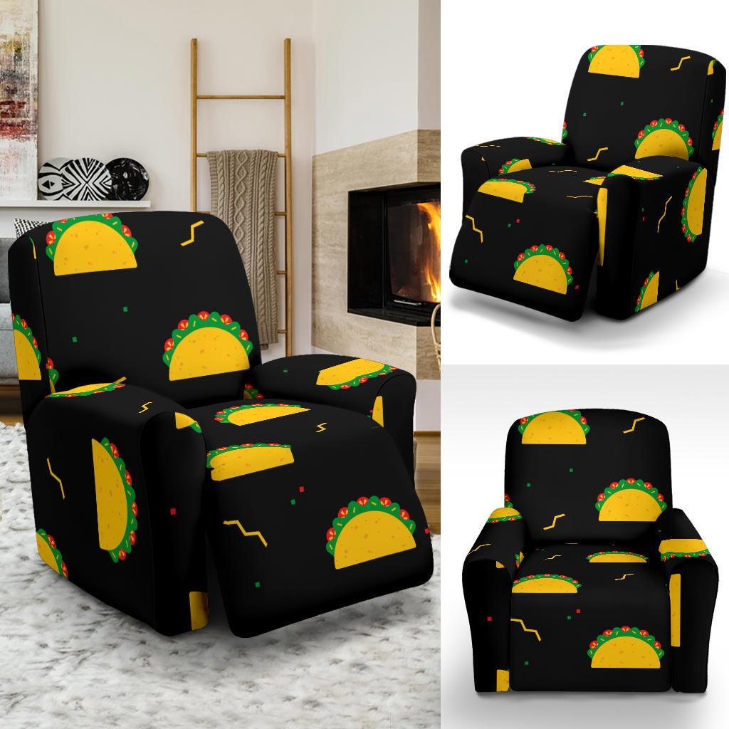 Black Taco Pattern Print Recliner Cover-grizzshop