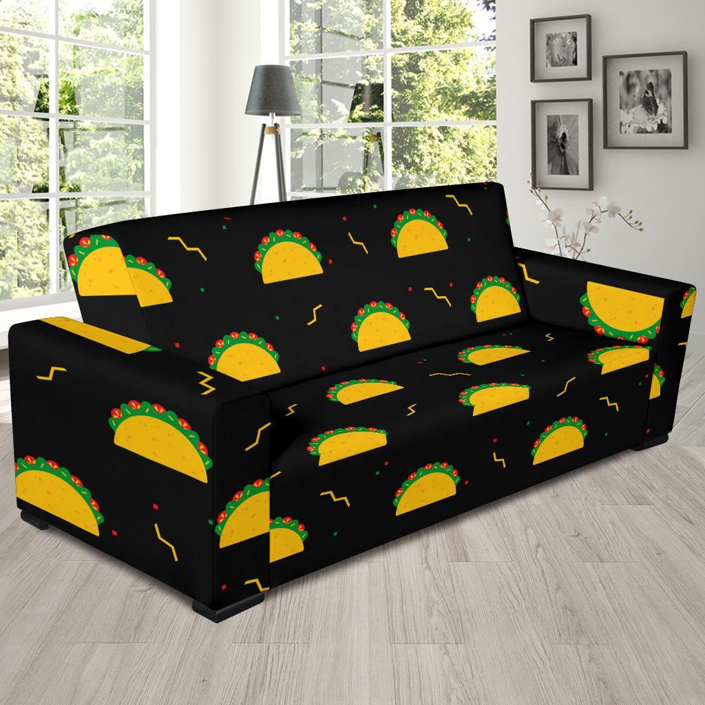 Black Taco Pattern Print Sofa Covers-grizzshop