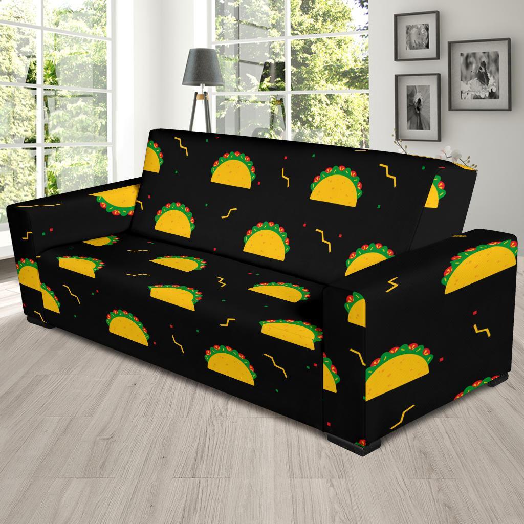 Black Taco Pattern Print Sofa Covers-grizzshop