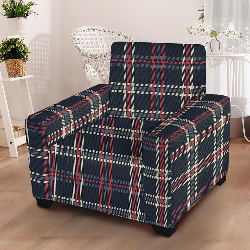 Black Tartan Plaid Armchair Cover-grizzshop