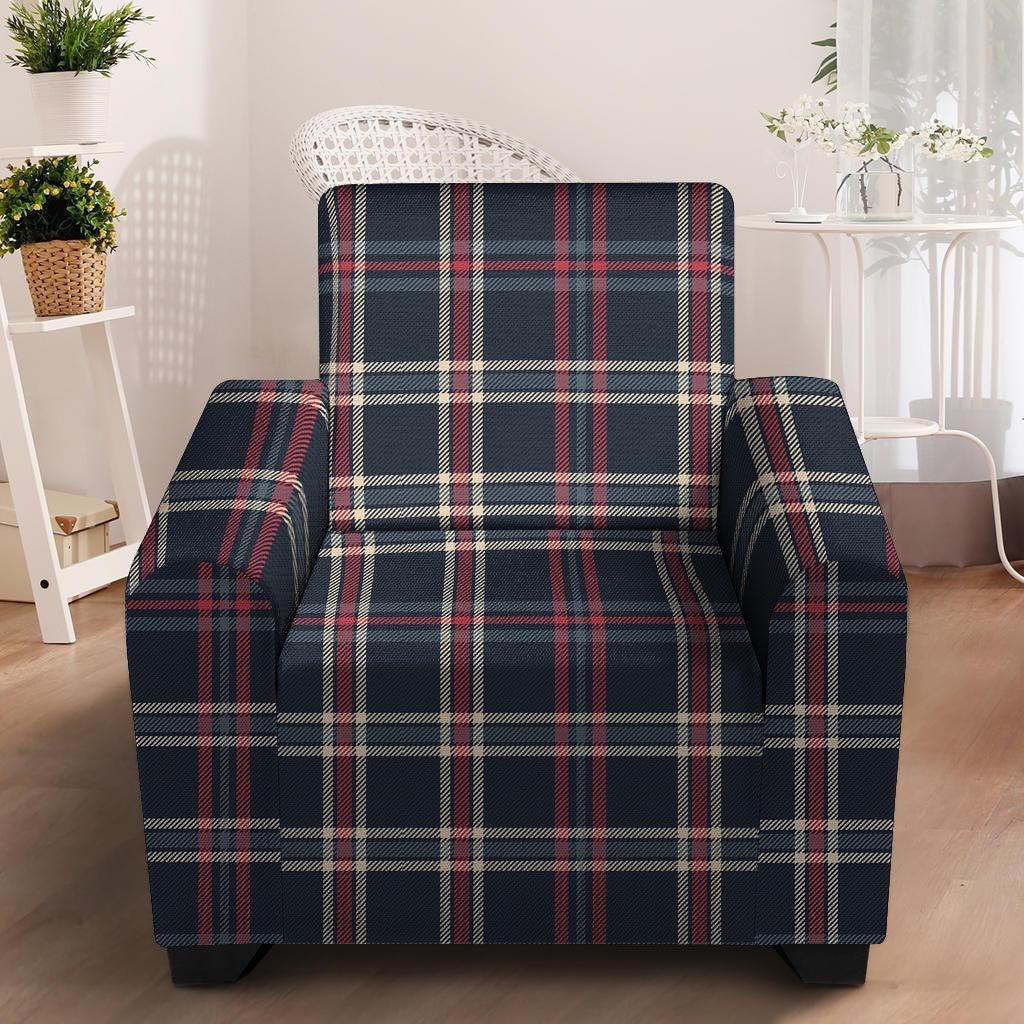 Black Tartan Plaid Armchair Cover-grizzshop