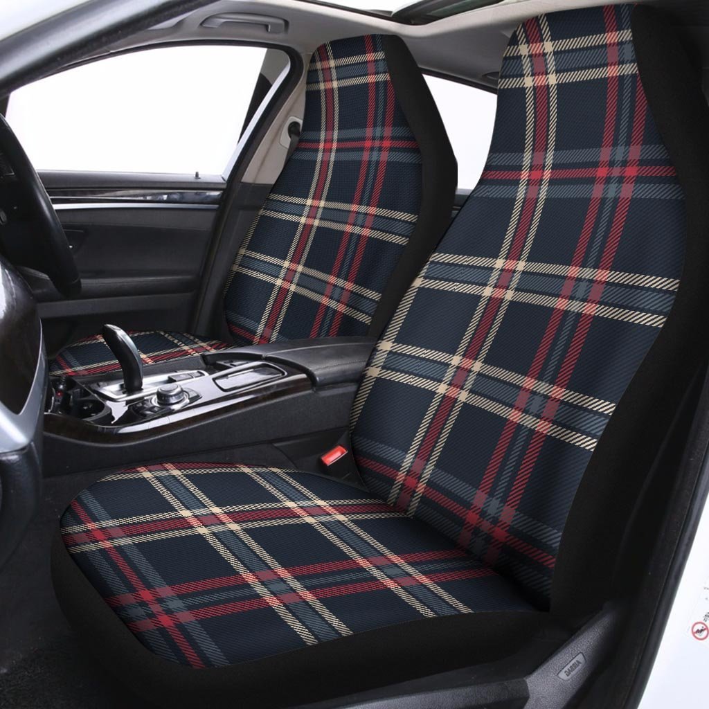 Black Tartan Plaid Car Seat Covers-grizzshop