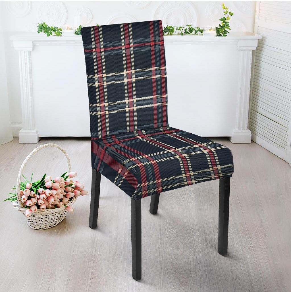 Black Tartan Plaid Chair Cover-grizzshop