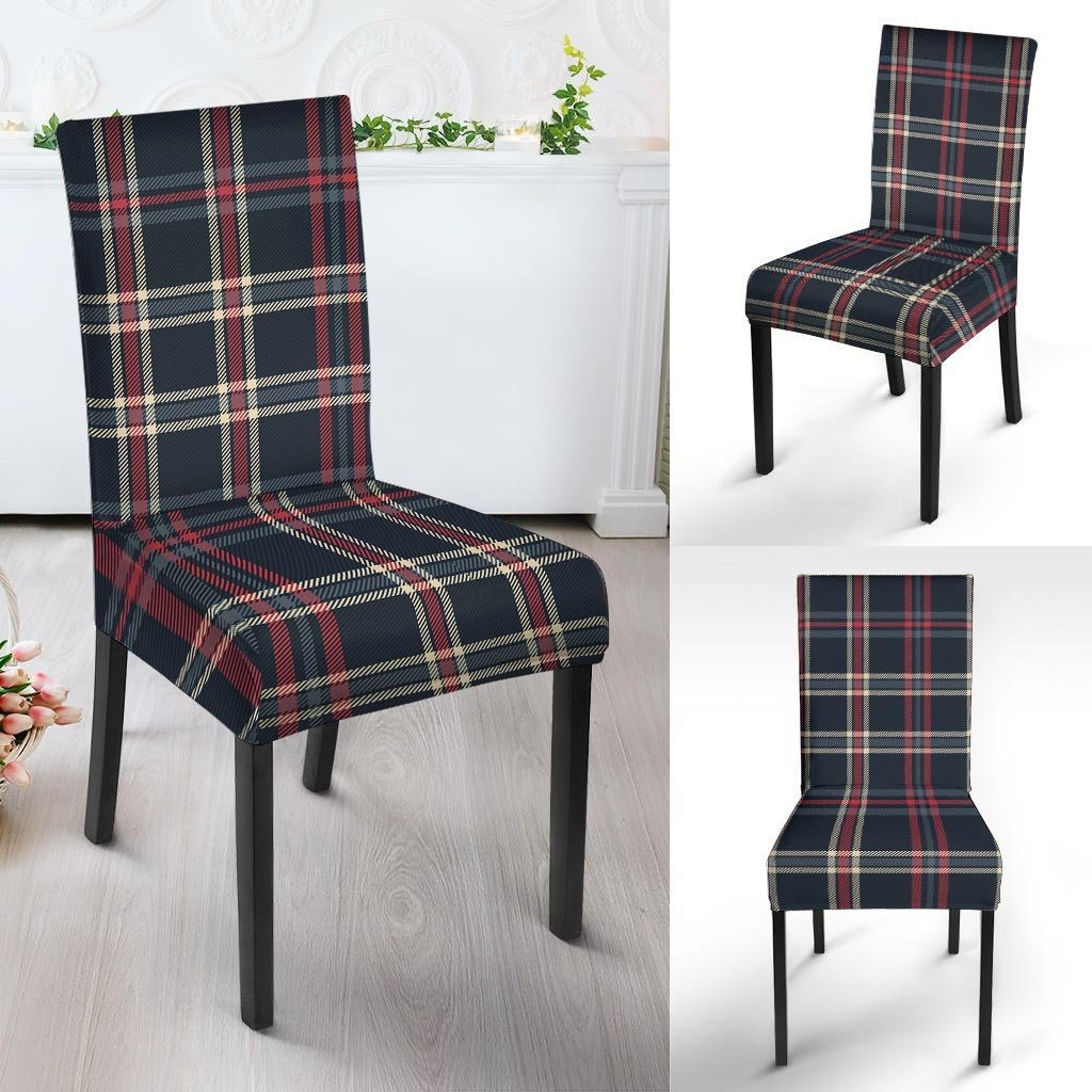 Black Tartan Plaid Chair Cover-grizzshop