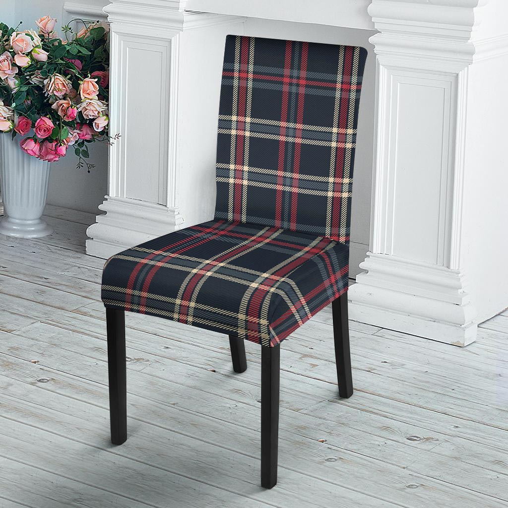 Black Tartan Plaid Chair Cover-grizzshop