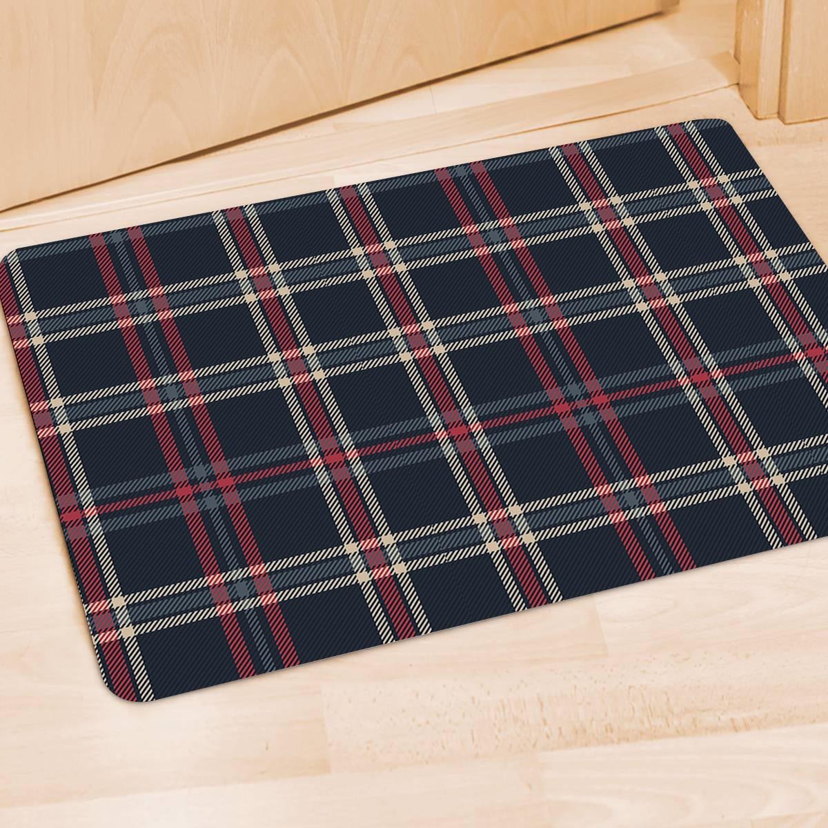 Black Tartan Plaid Door Mat-grizzshop