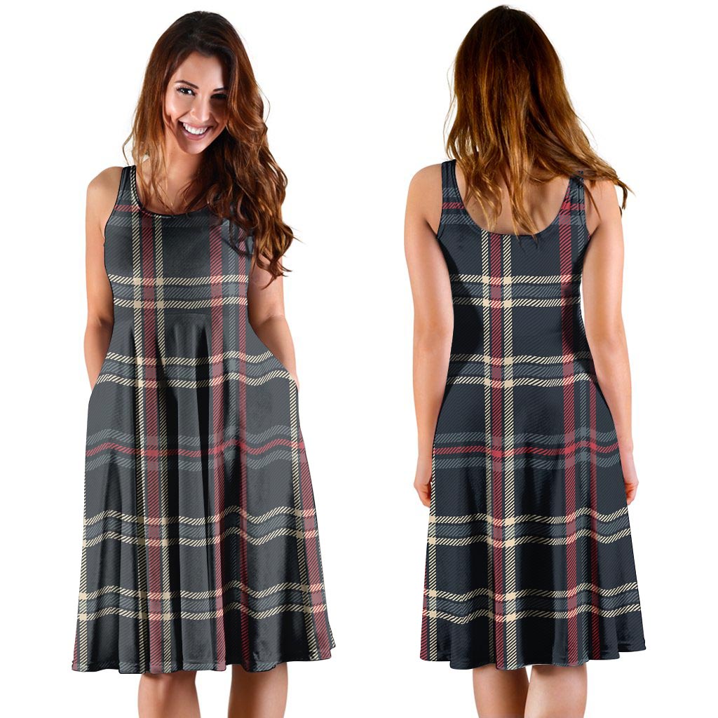 Black Tartan Plaid Dress-grizzshop