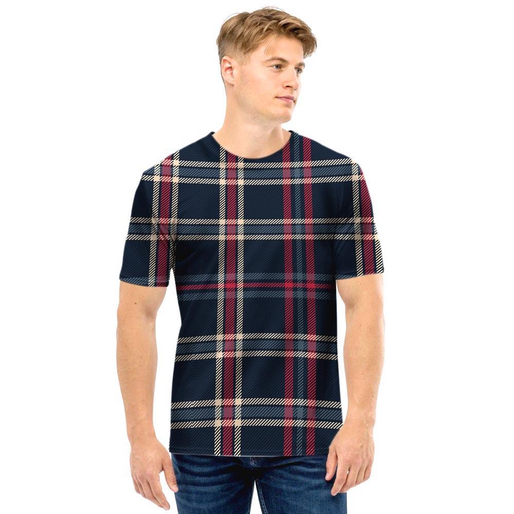 Black Tartan Plaid Men T Shirt-grizzshop