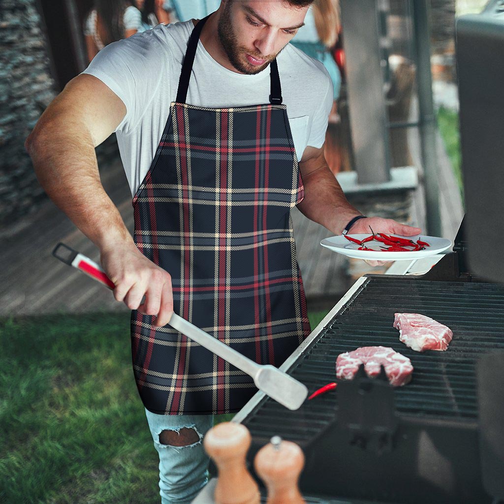 Black Tartan Plaid Men's Apron-grizzshop