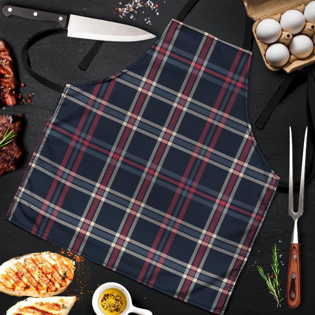 Black Tartan Plaid Men's Apron-grizzshop