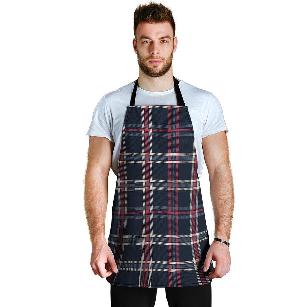 Black Tartan Plaid Men's Apron-grizzshop