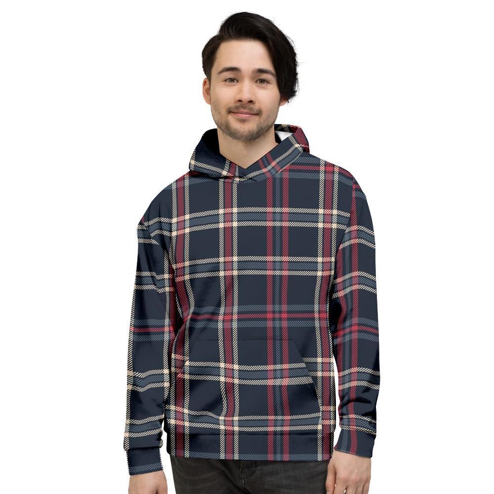 Black Tartan Plaid Men's Hoodie-grizzshop