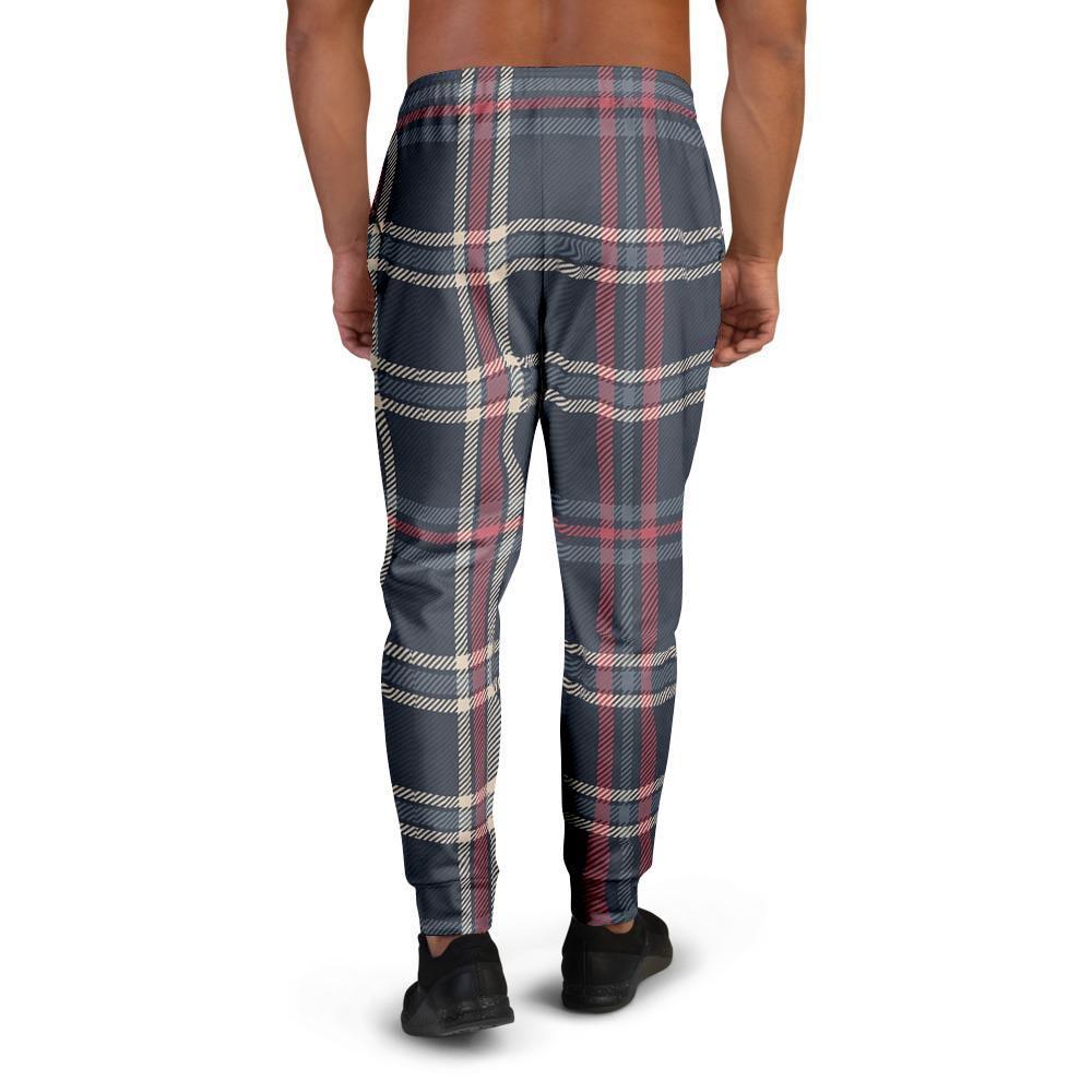 Black Tartan Plaid Men's Joggers-grizzshop