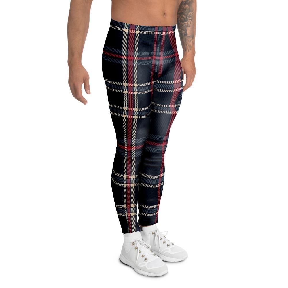 Black Tartan Plaid Men's Leggings-grizzshop