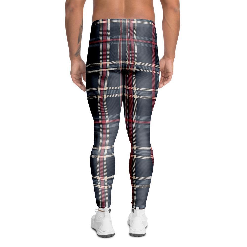 Black Tartan Plaid Men's Leggings-grizzshop