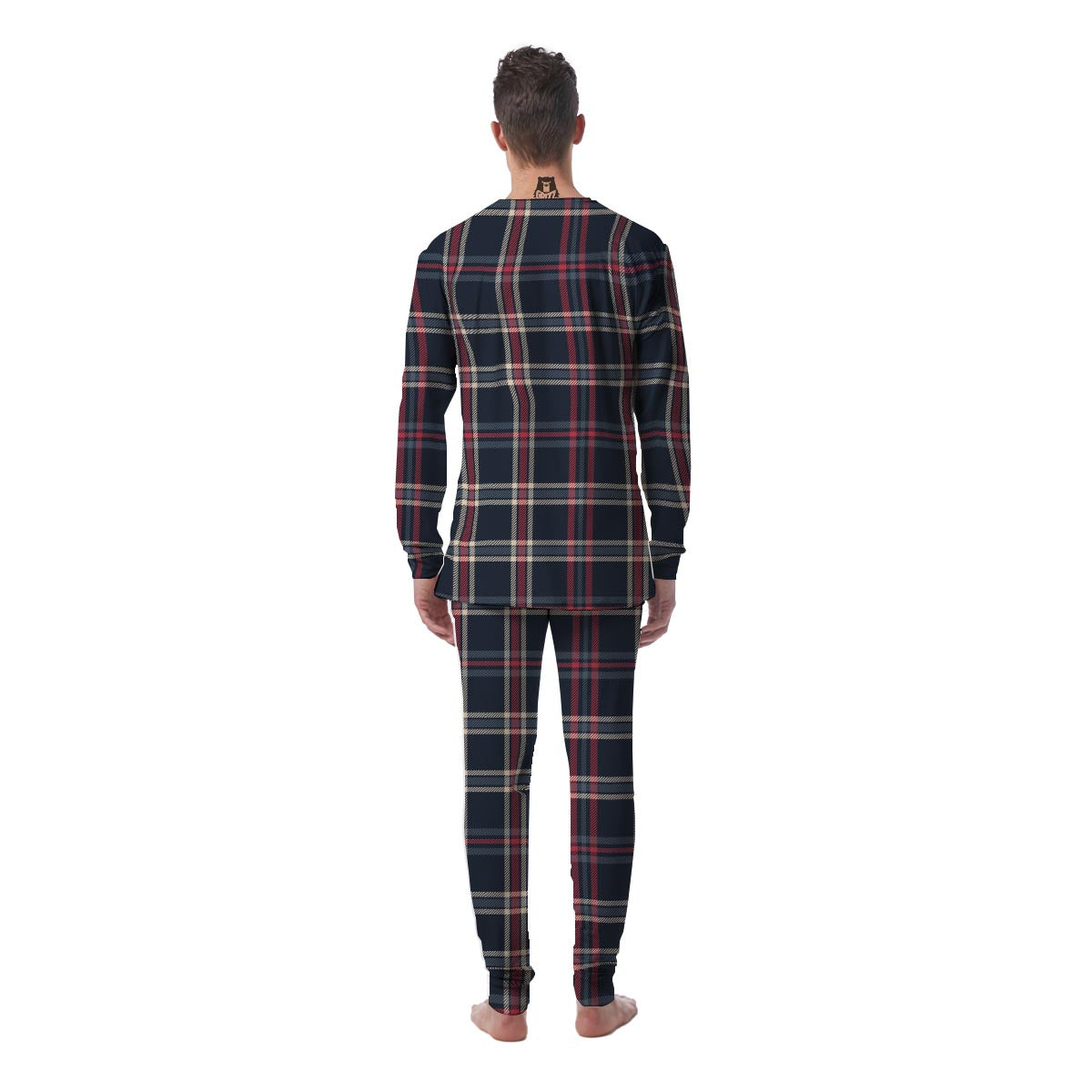 Black Tartan Plaid Men's Pajamas-grizzshop