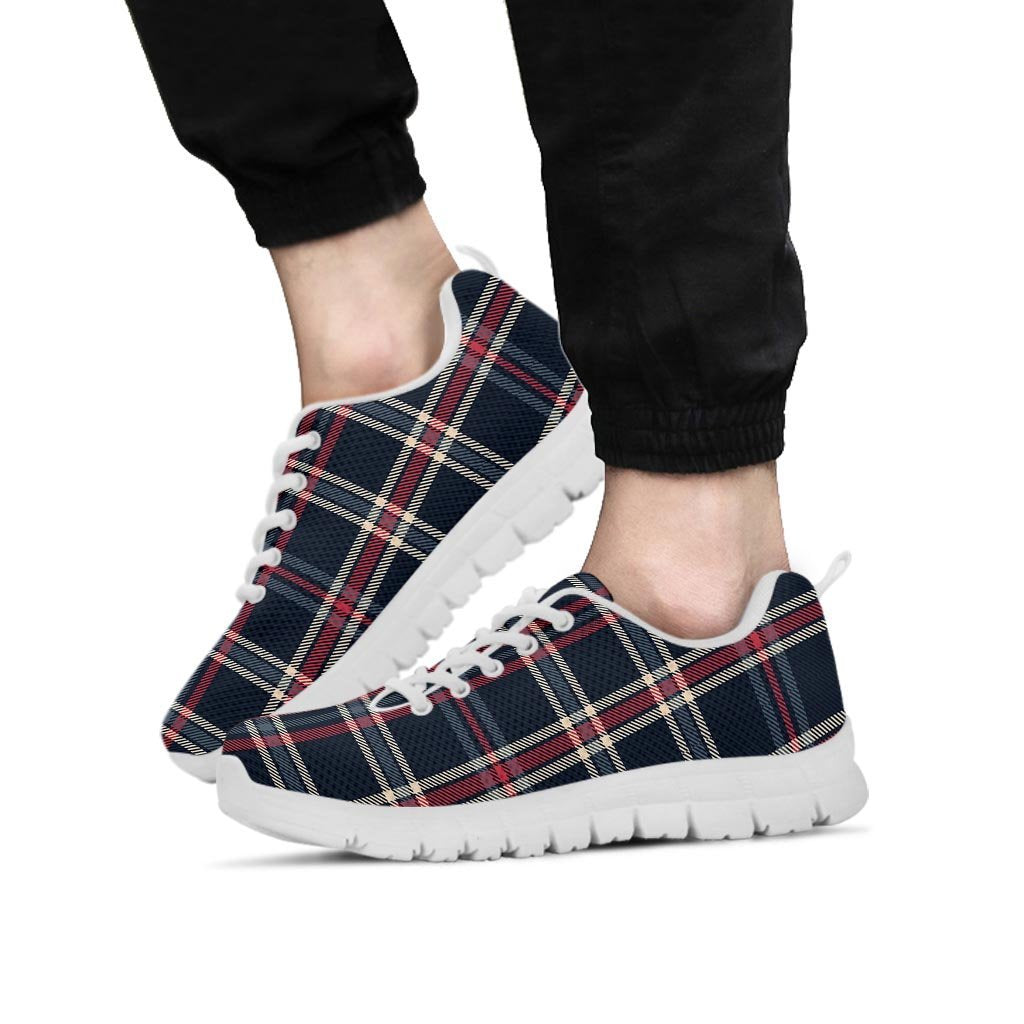 Black Tartan Plaid Men's Sneakers-grizzshop