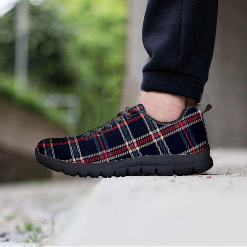 Black Tartan Plaid Men's Sneakers-grizzshop