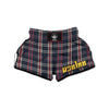 Black Tartan Plaid Muay Thai Boxing Shorts-grizzshop