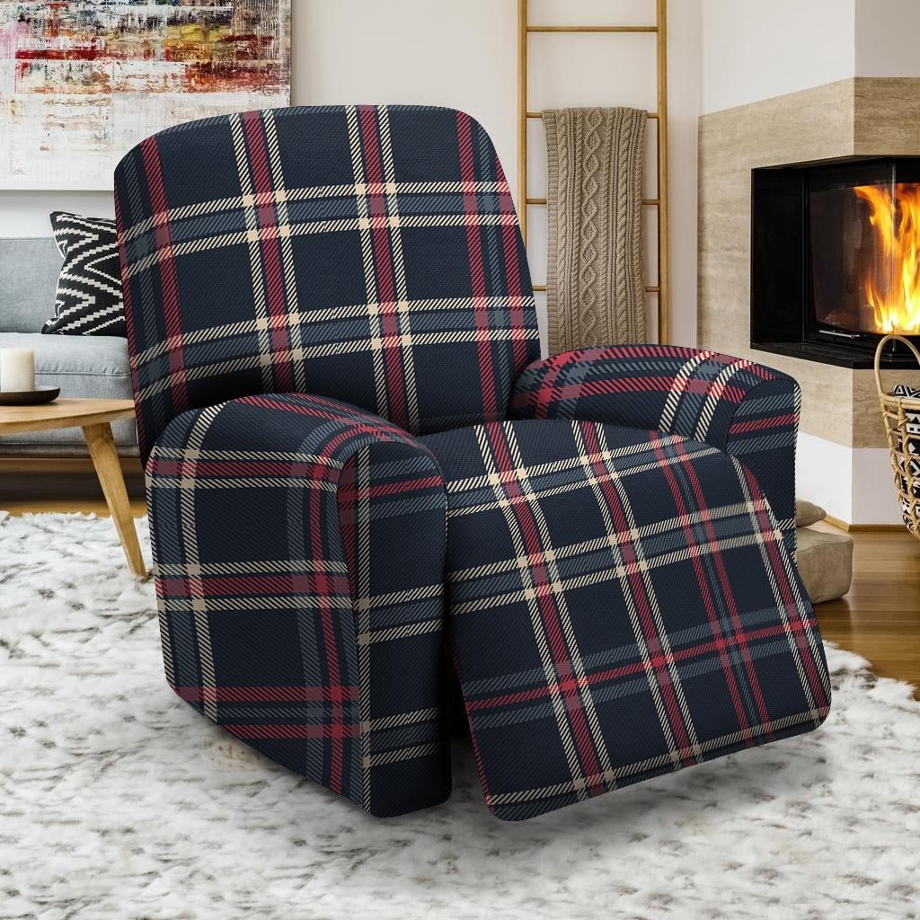 Black Tartan Plaid Recliner Cover-grizzshop