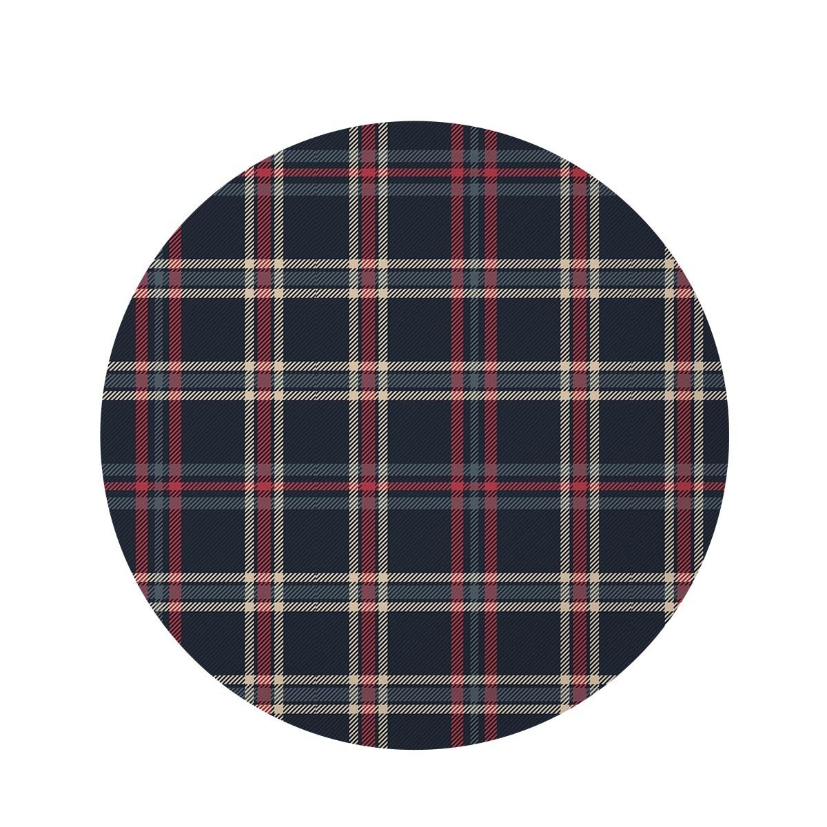 Black Tartan Plaid Round Rug-grizzshop