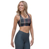 Black Tartan Plaid Sports Bra-grizzshop