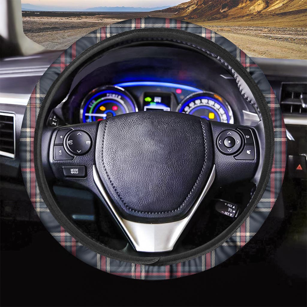 Black Tartan Plaid Steering Wheel Cover-grizzshop