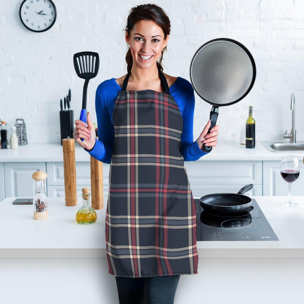 Black Tartan Plaid Women's Apron-grizzshop