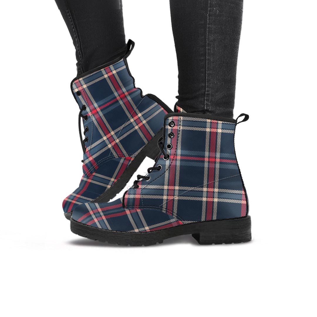 Black Tartan Plaid Women's Boots-grizzshop