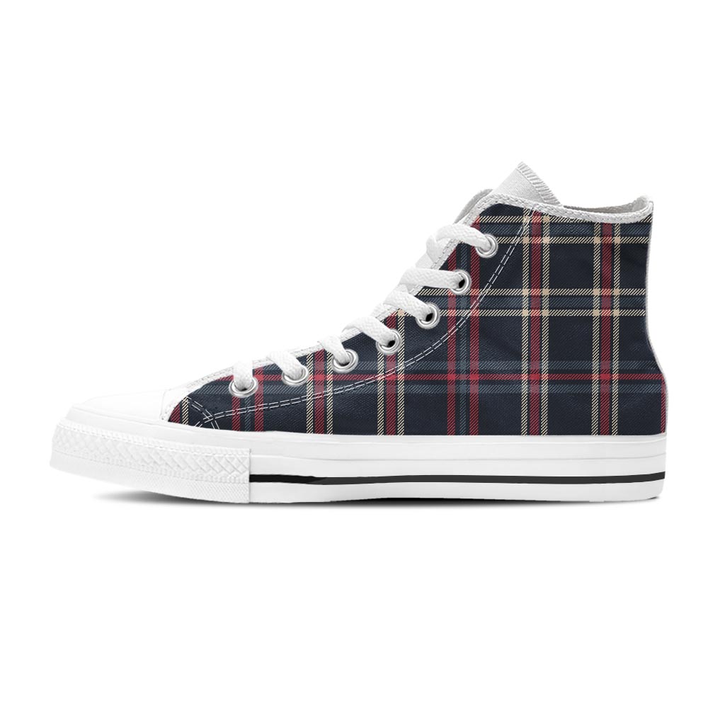 Black Tartan Plaid Women's High Top Shoes-grizzshop