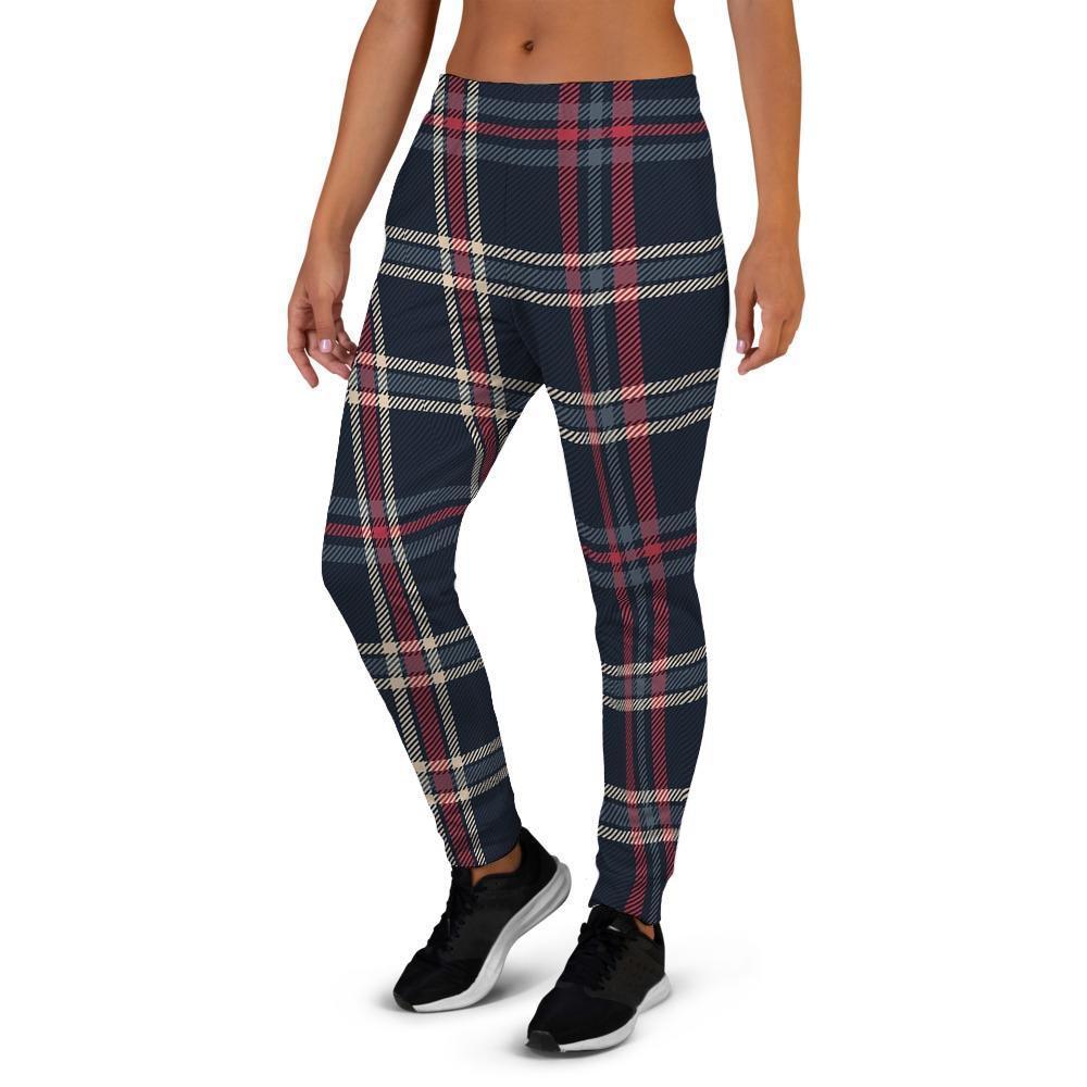 Black Tartan Plaid Women's Joggers-grizzshop