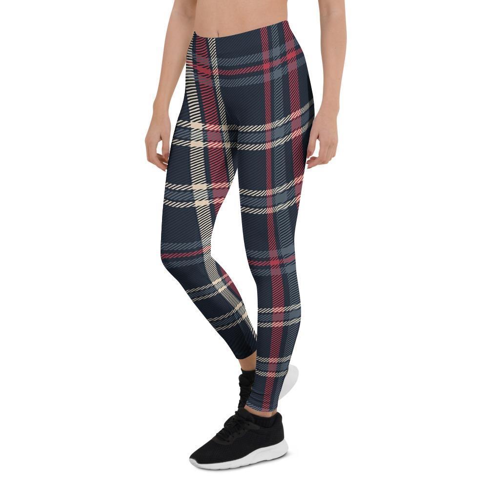 Black Tartan Plaid Women's Leggings-grizzshop